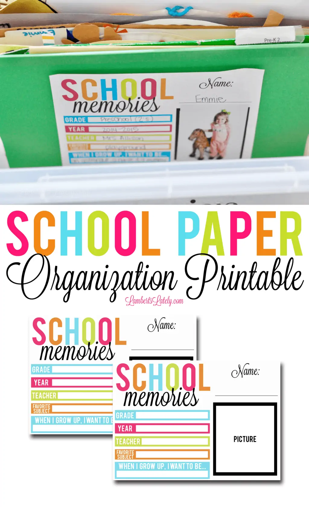 school paper organization printable.