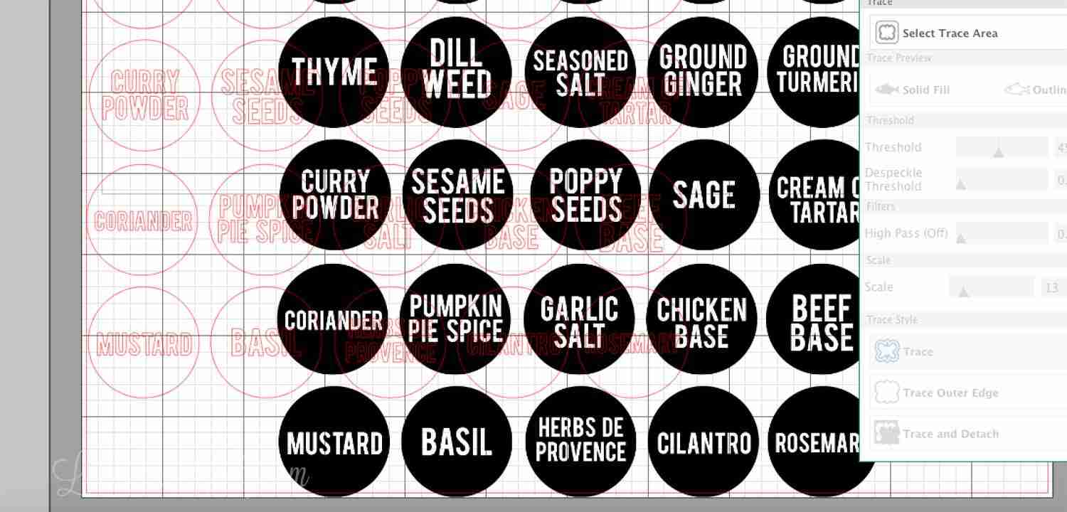 screenshot of spice label printables.