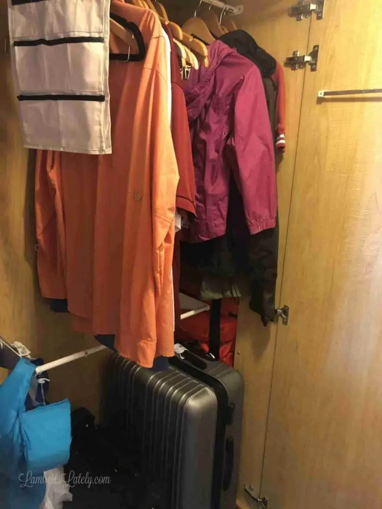 closet in a cruise cabin.