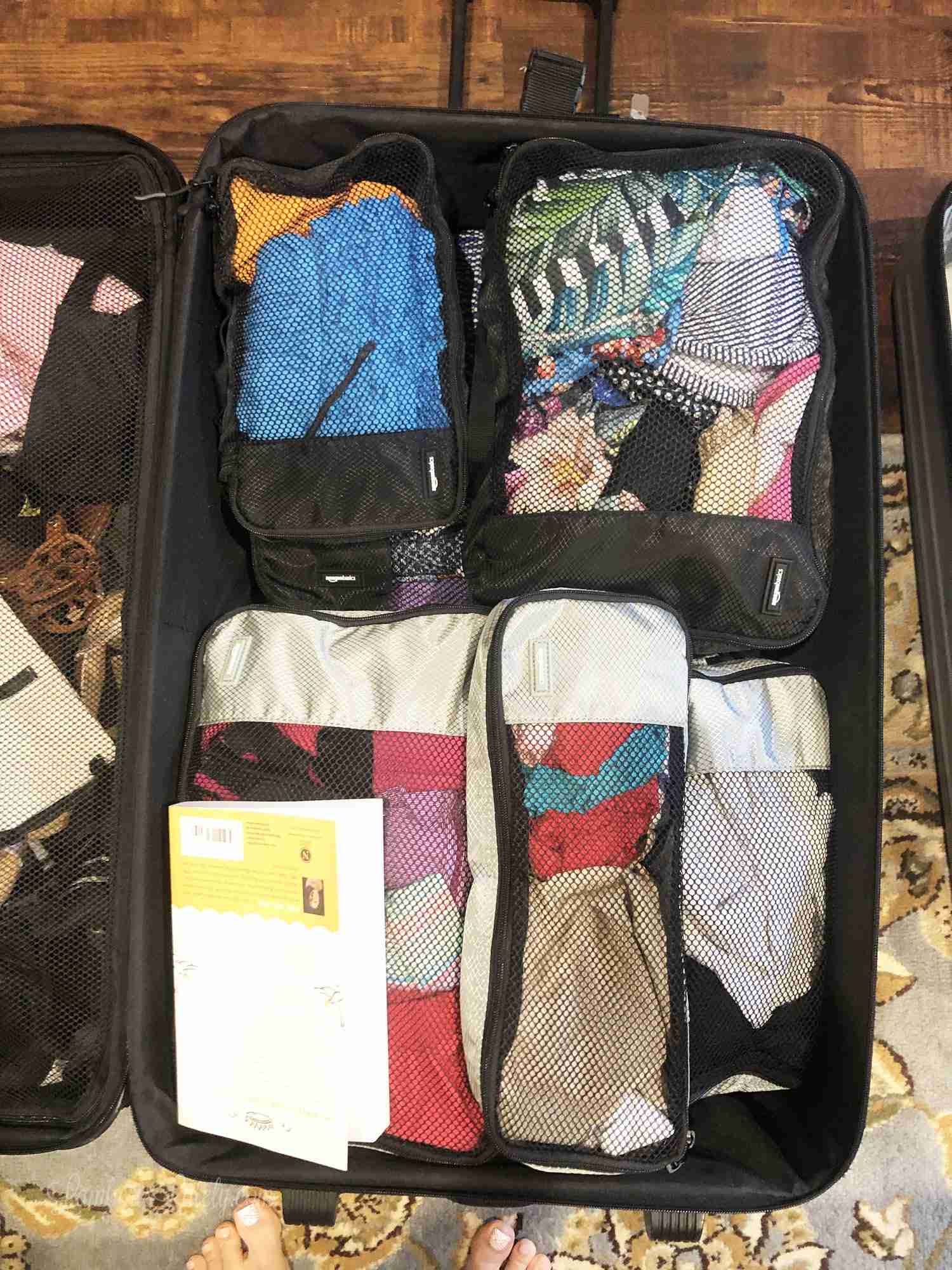 packing cubes in a suitcase.