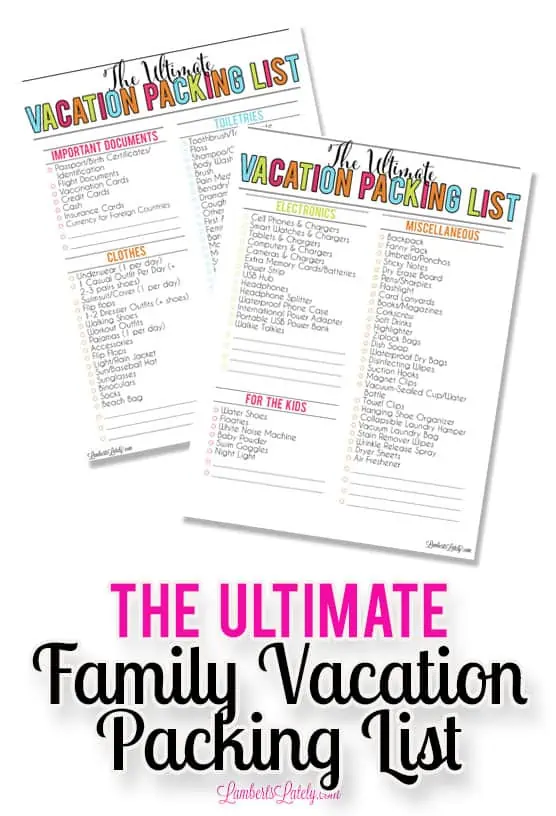 the ultimate family vacation packing list printable.