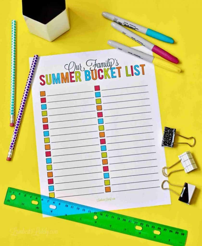 101 Family Summer Bucket List Ideas & Template Printable