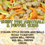 ingredient list for sheet pan meatball & pepper subs.