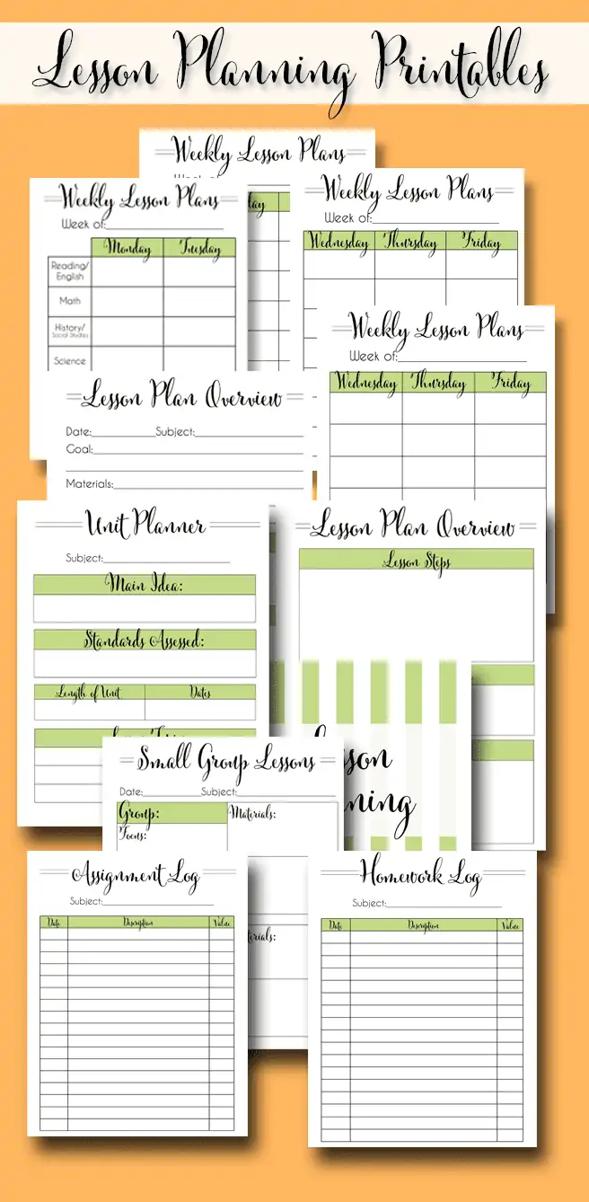 lesson planning printables for teacher planner.
