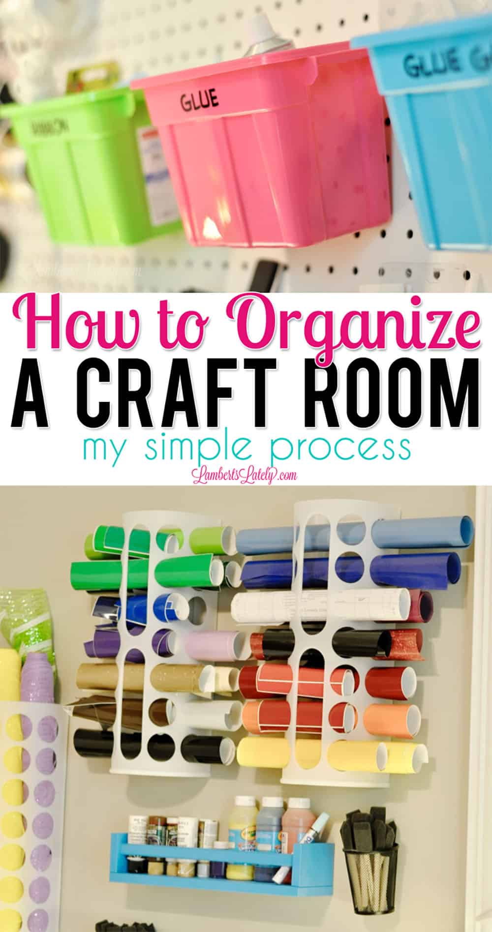 This post is full of great ideas for how to organize a craft room on any budget. See how to make new and old organization tools (including dollar store finds) into useful tools for small spaces.