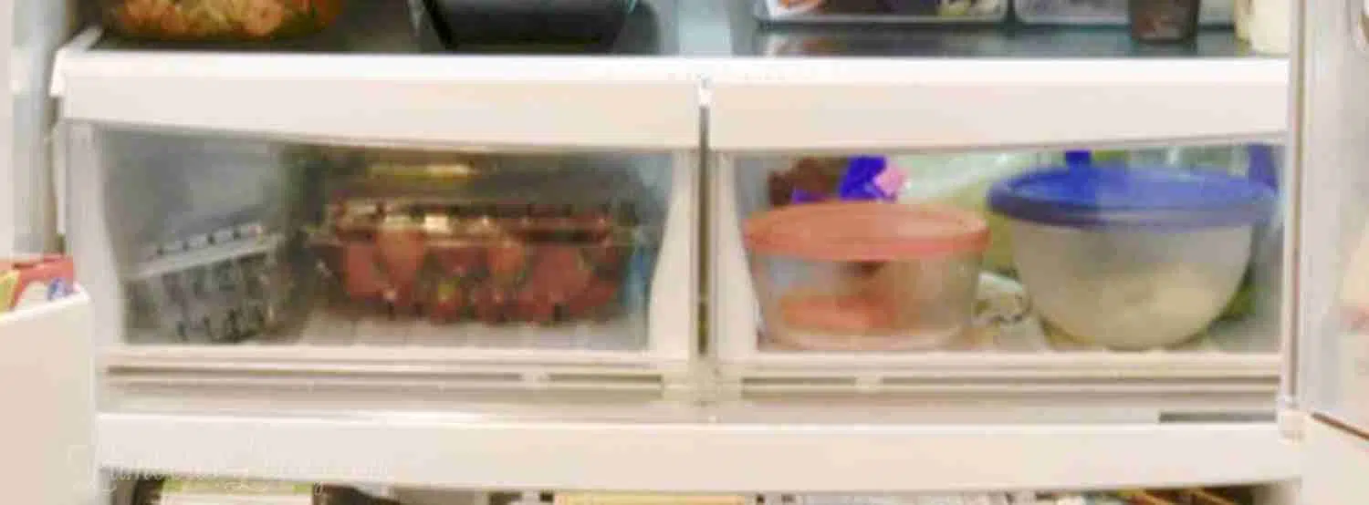 two crisper drawers in a fridge.