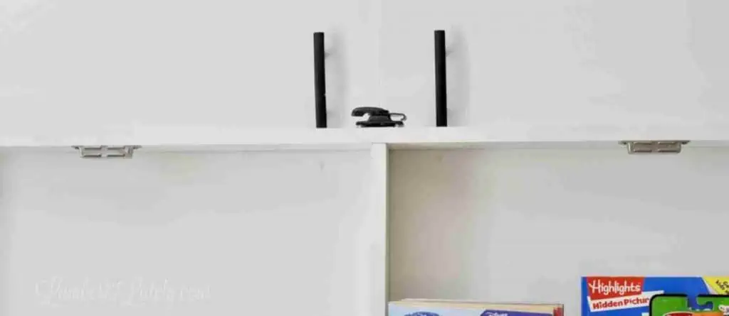 lock at the top of a fold-out desk