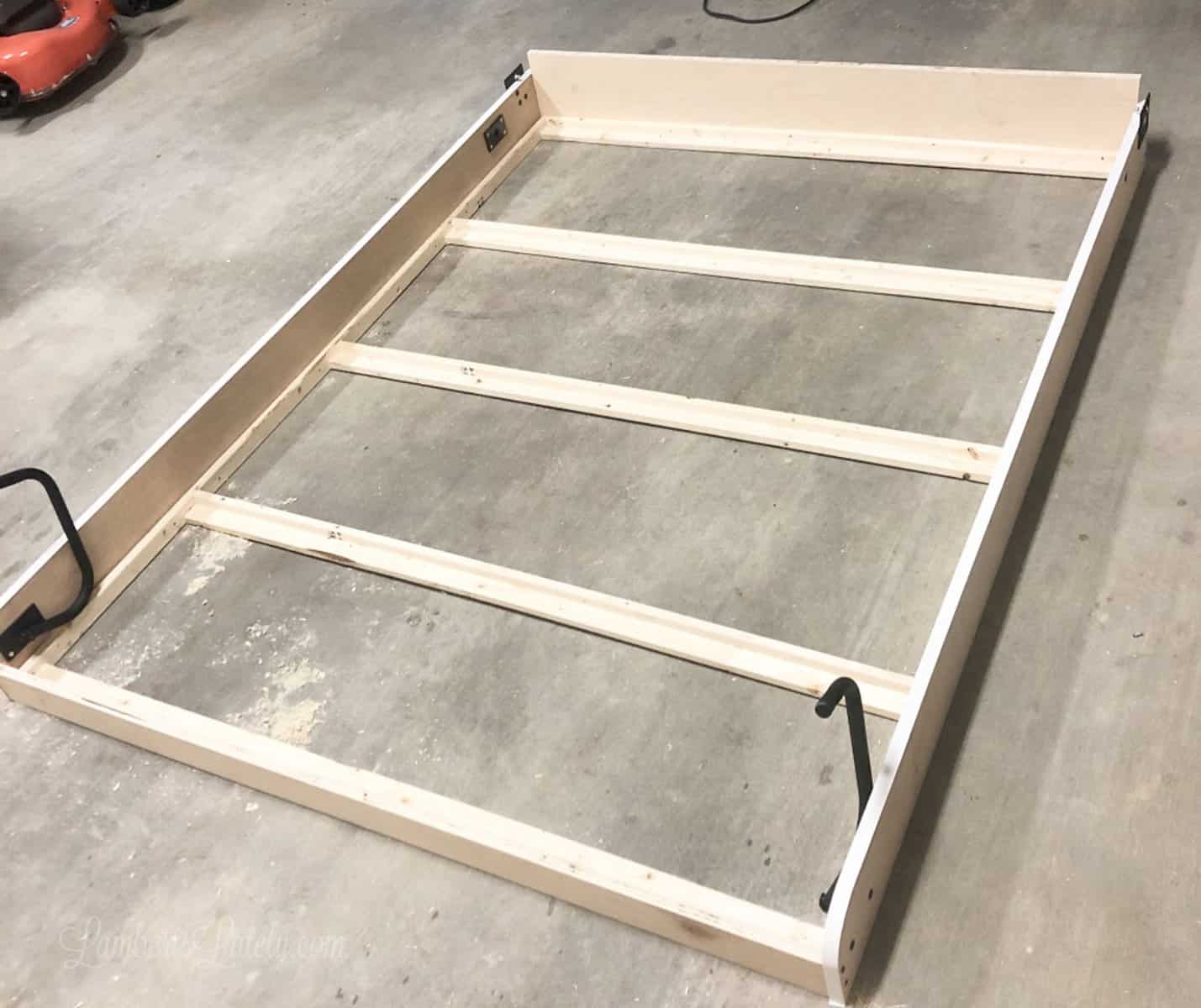 frame of murphy bed without front pieces.