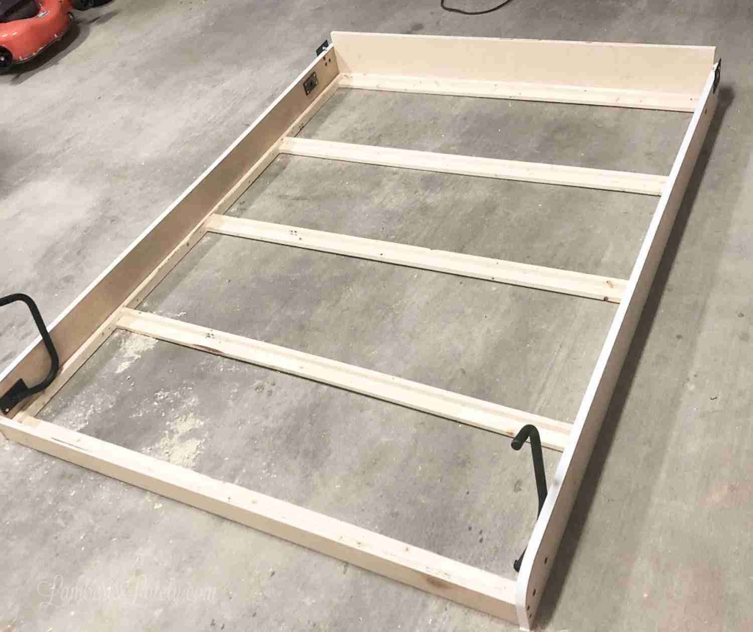frame of murphy bed without front pieces.