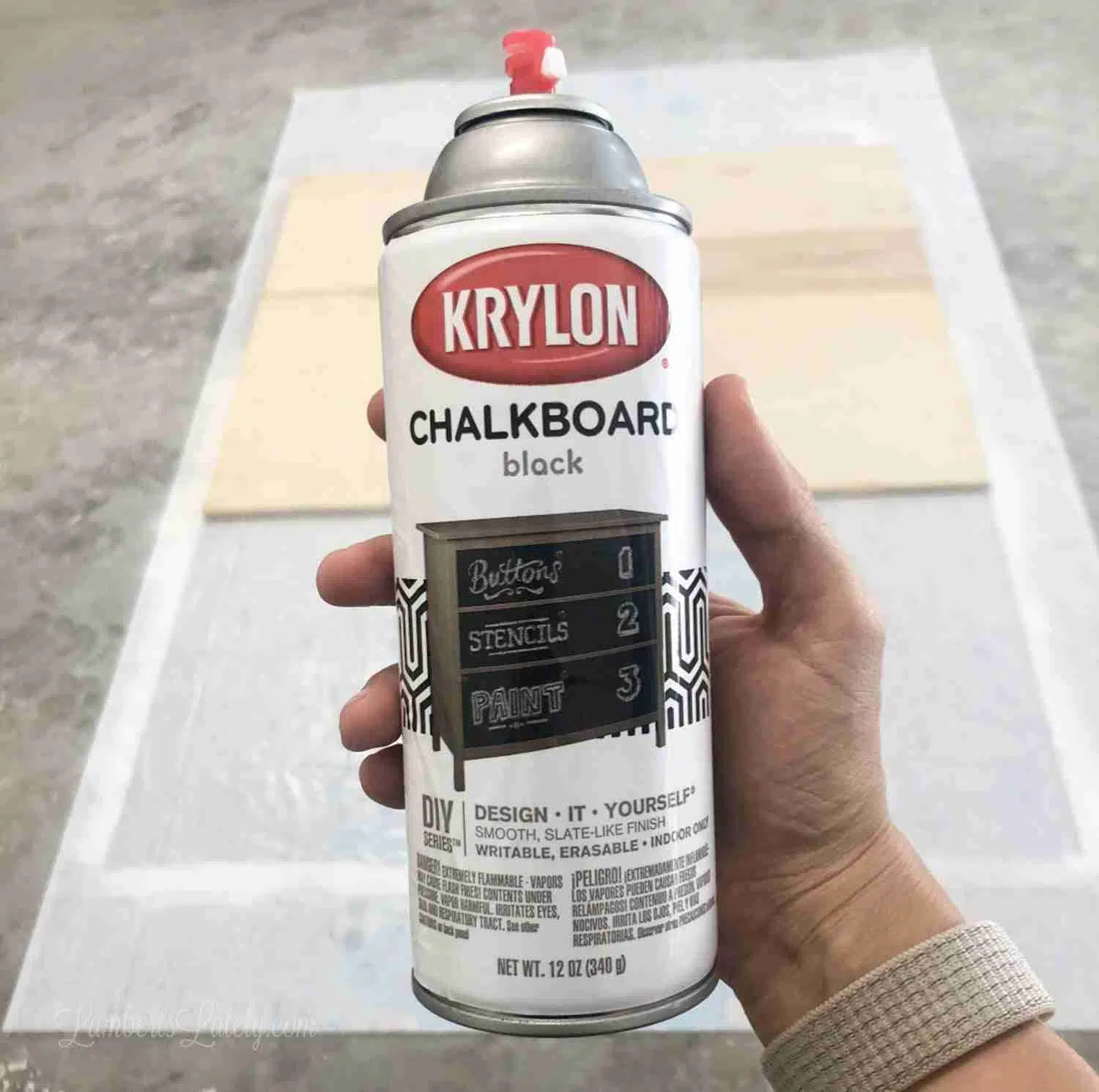 Krylon chalkboard spray paint.