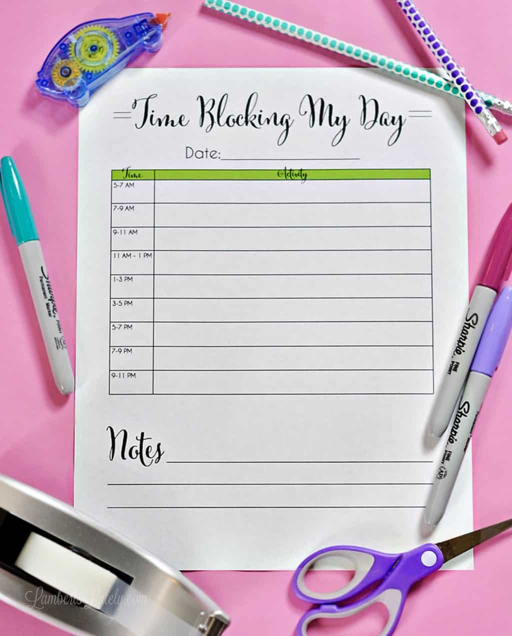 time blocking my day printable.