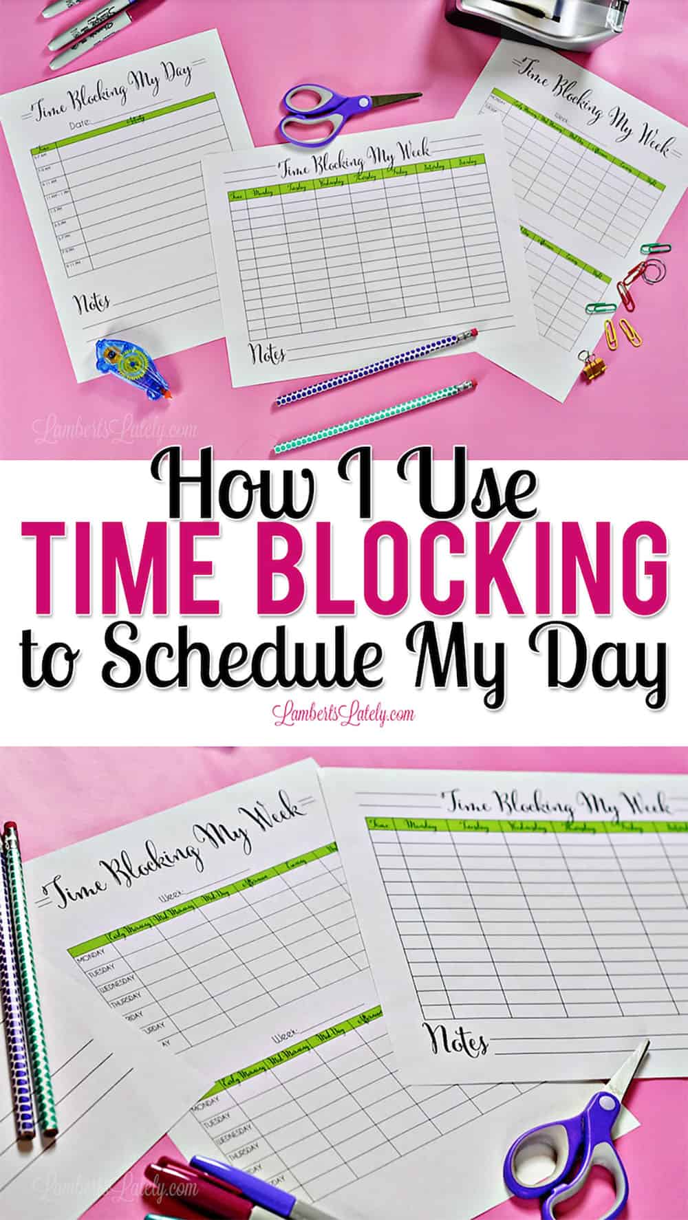 See how you can use time blocking to schedule an effective and productive day! This post includes ideas for structuring your calendar (whether your work from home or outside the home), free weekly and daily planner printables, and the best tools to use for organizing time blocks.