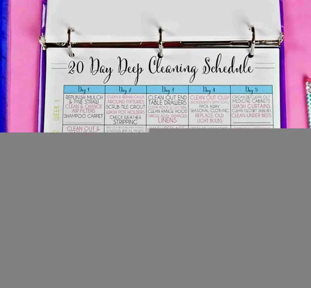 Deep cleaning schedule