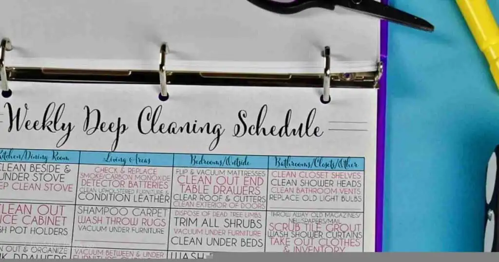 Deep cleaning schedule