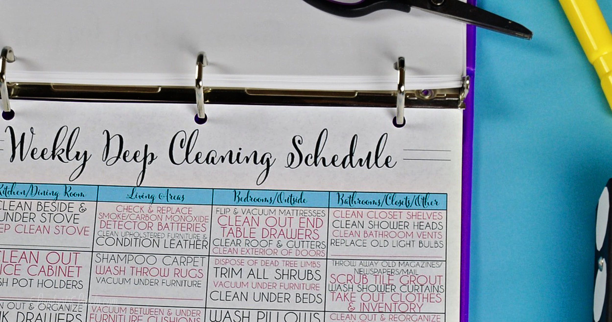 Deep cleaning schedule