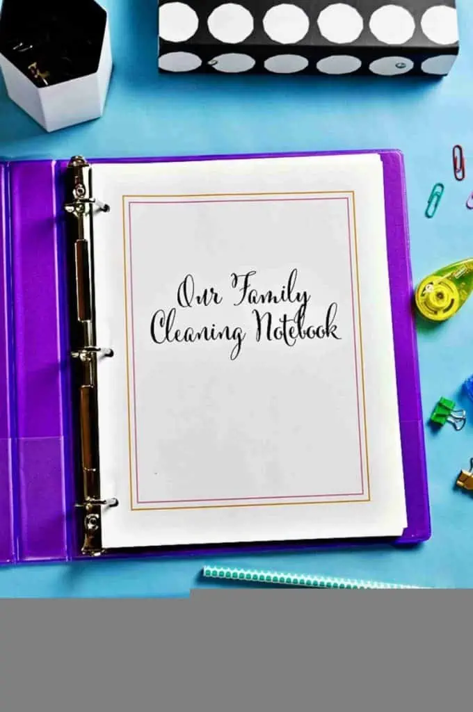 Our family cleaning notebook cover sheet