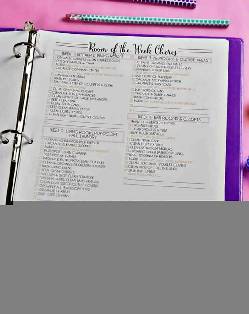 Room of the week tasks