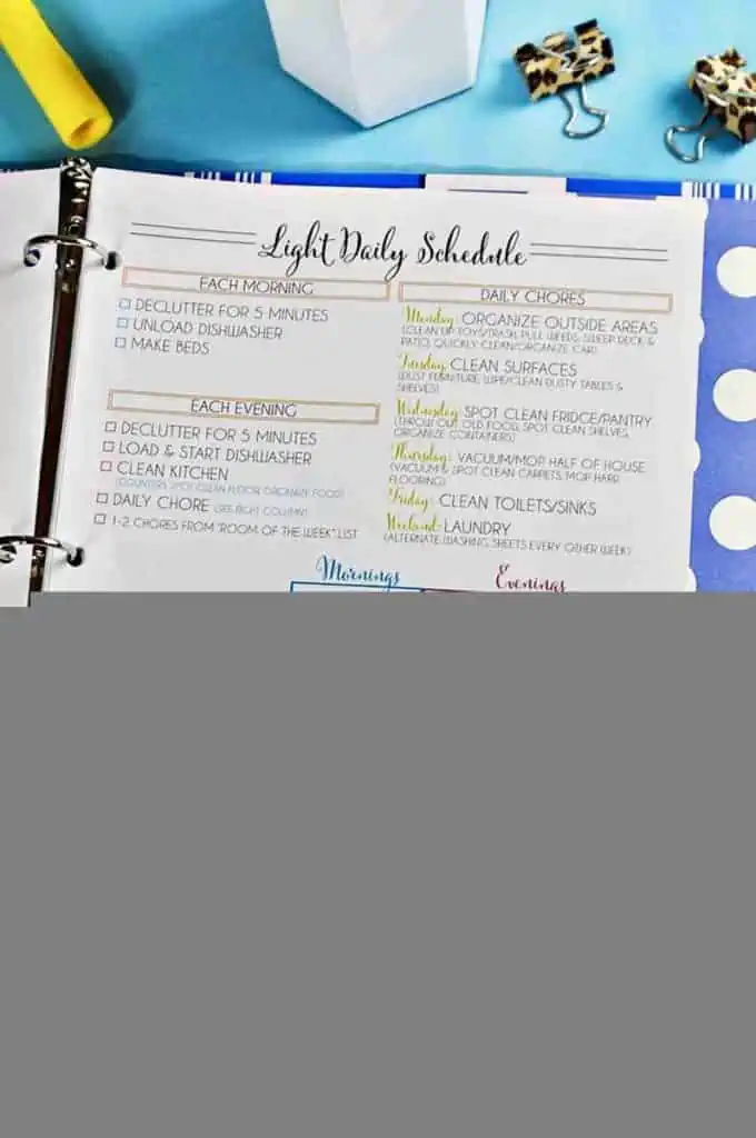 Daily cleaning tasks printable