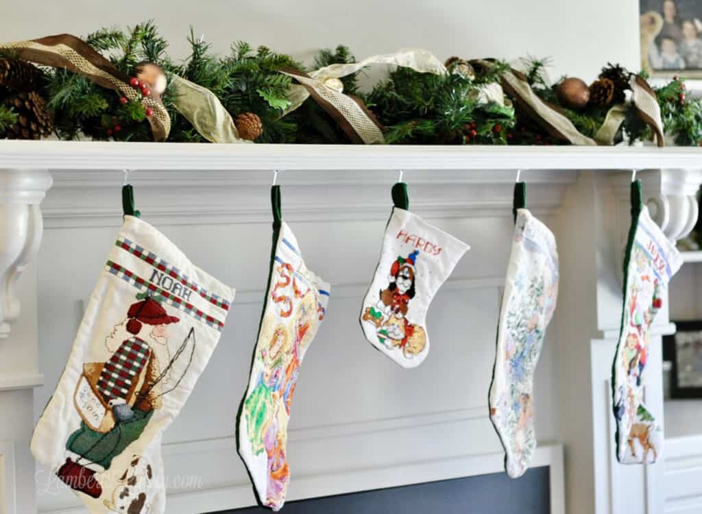 Christmas stockings on a mantle