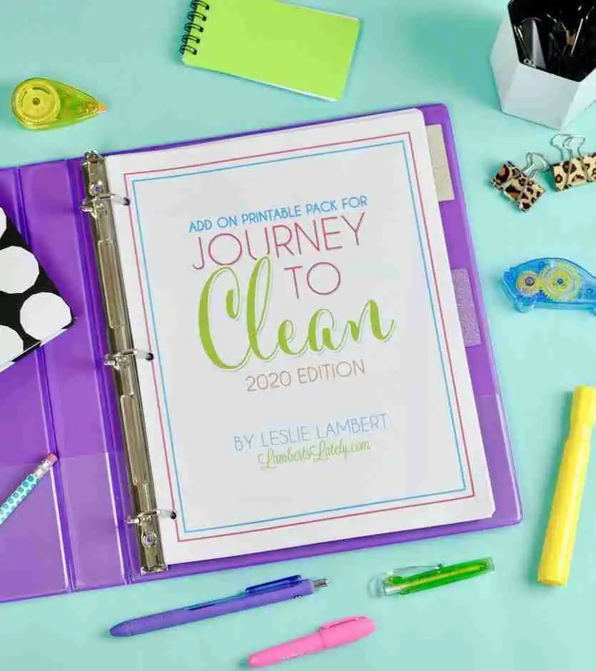 cover of journey to clean 2020 in a notebook