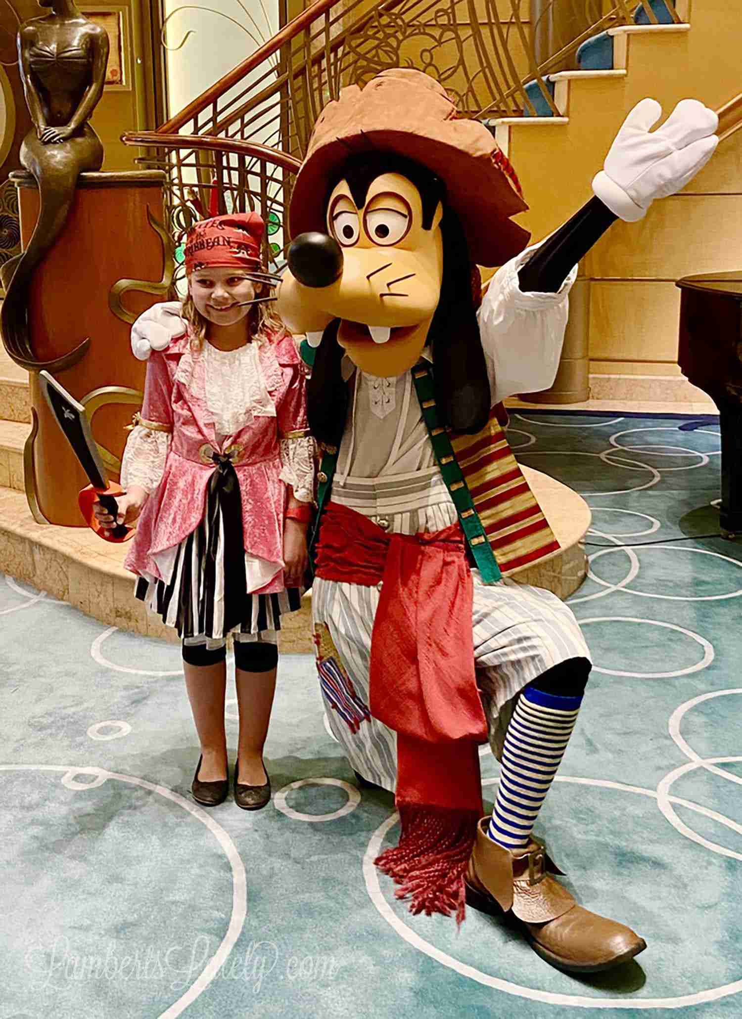 goofy on Disney wonder in pirate clothing.
