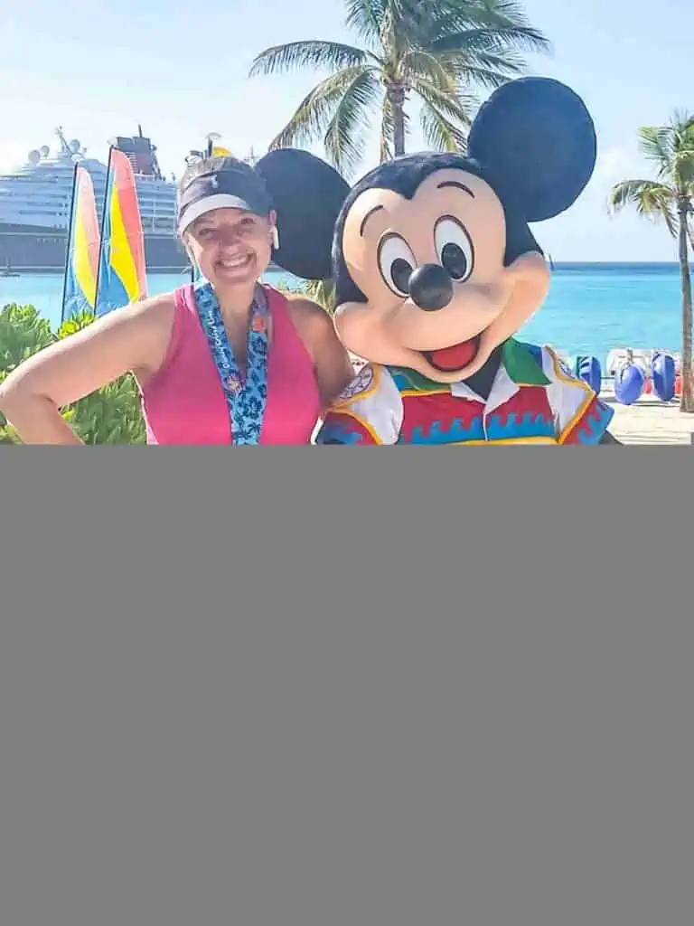 mickey mouse on castaway cay after 5k.