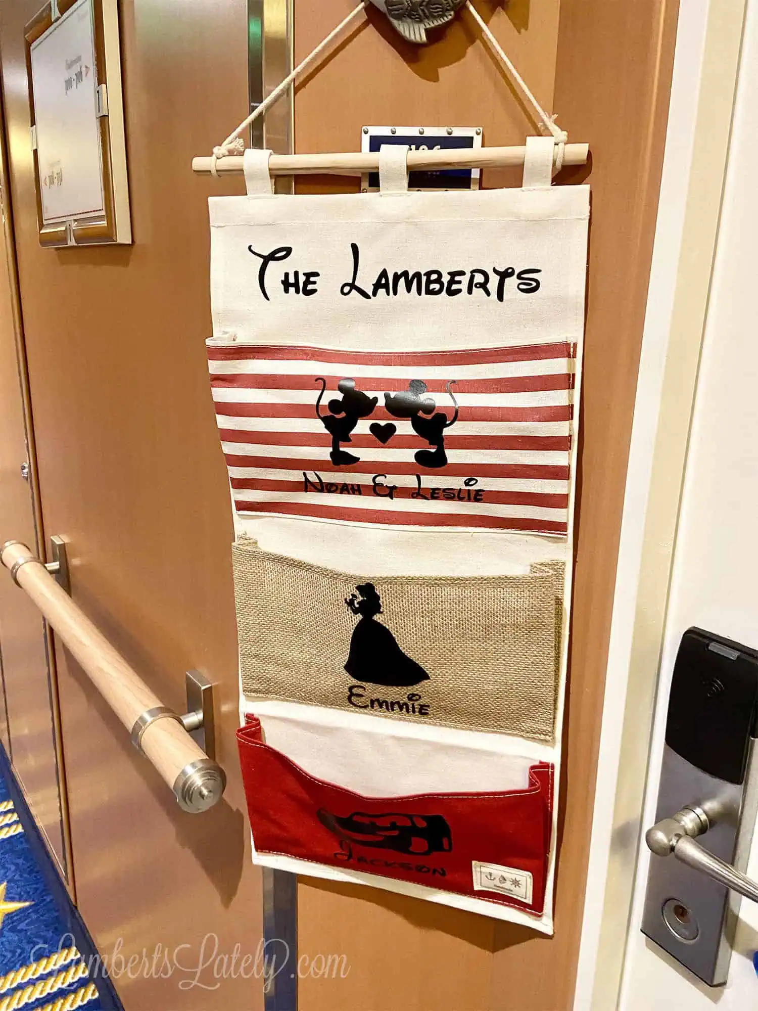 disney fish extender outside of a cabin door.