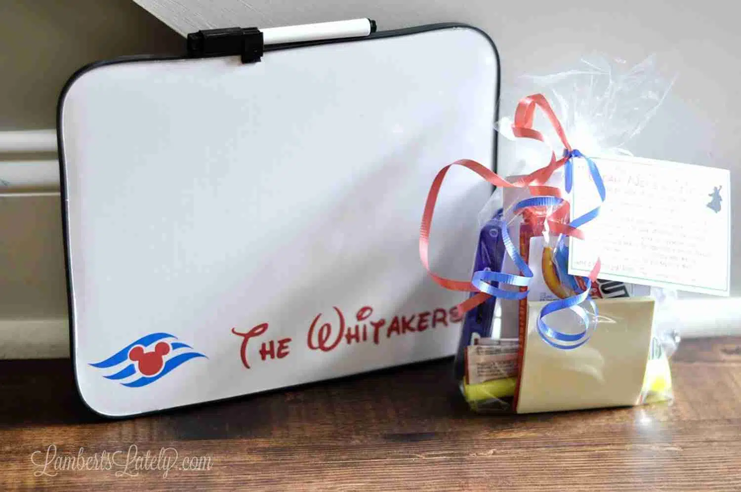 personalized white board gift and bare necessities bag