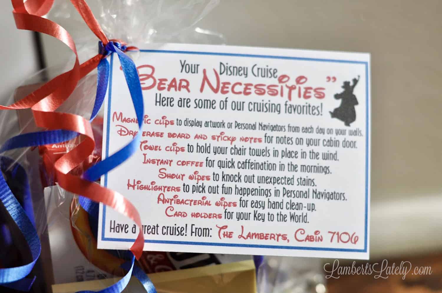 disney bare necessities tag on a gift.
