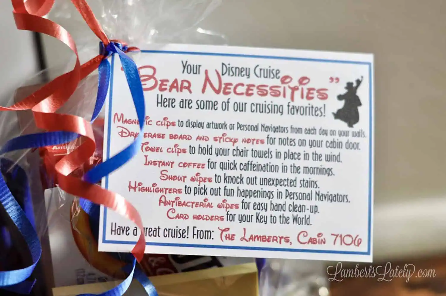 disney bare necessities tag on a gift.