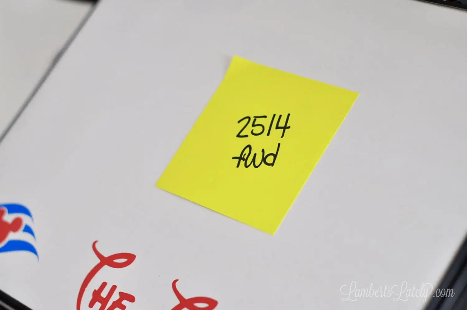 sticky notes on gifts.