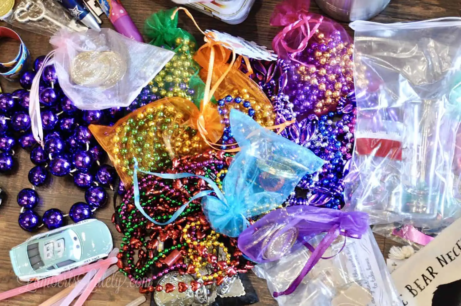mardi gras beads as gifts.