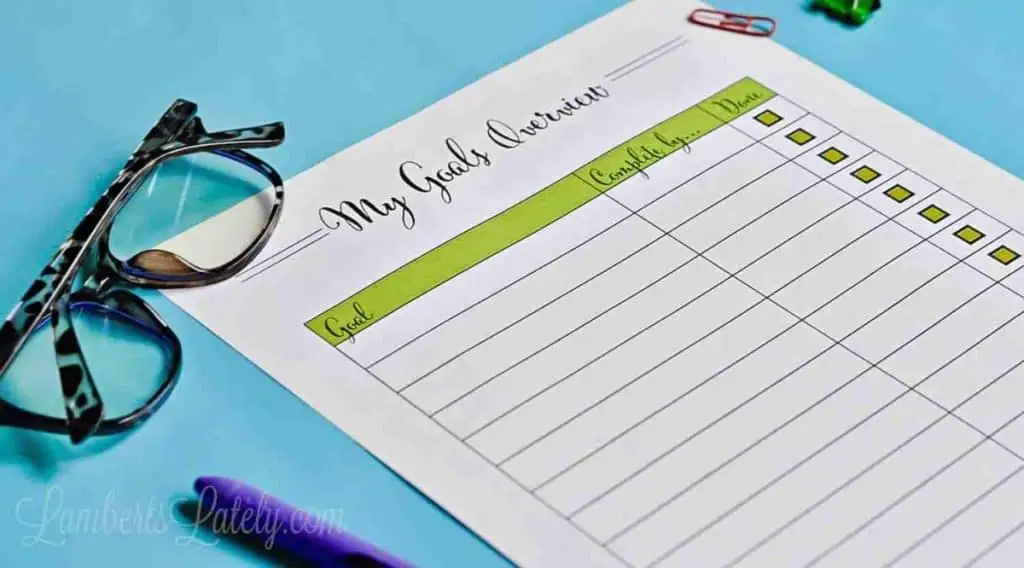goal setting worksheet free printable