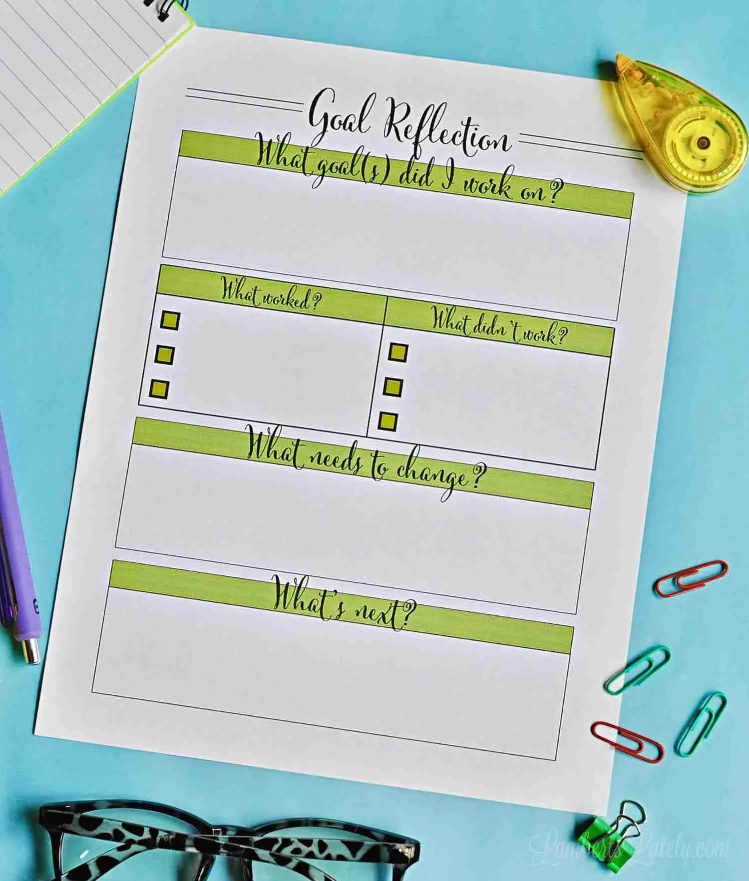 goal reflection printable