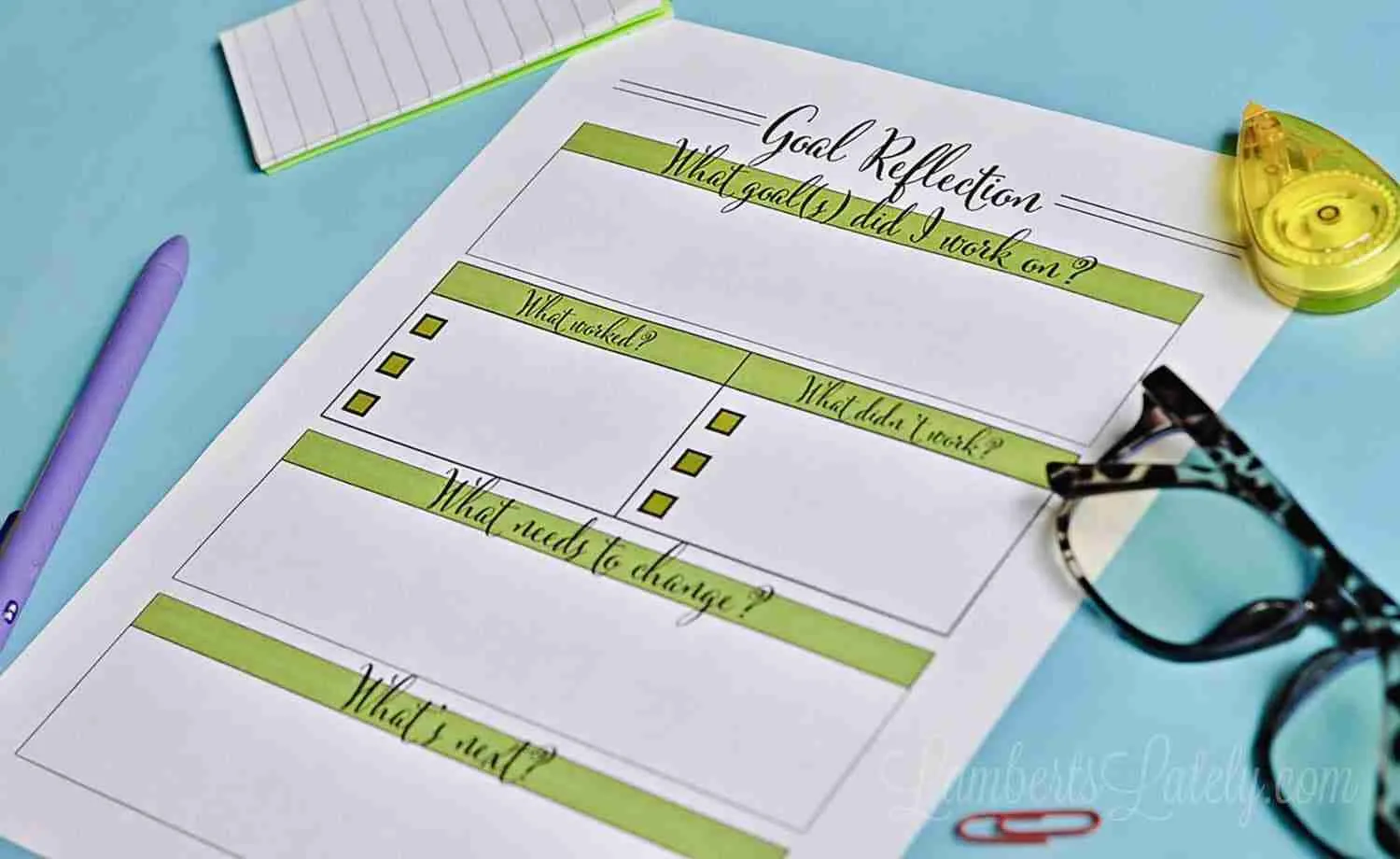 goal reflection printable