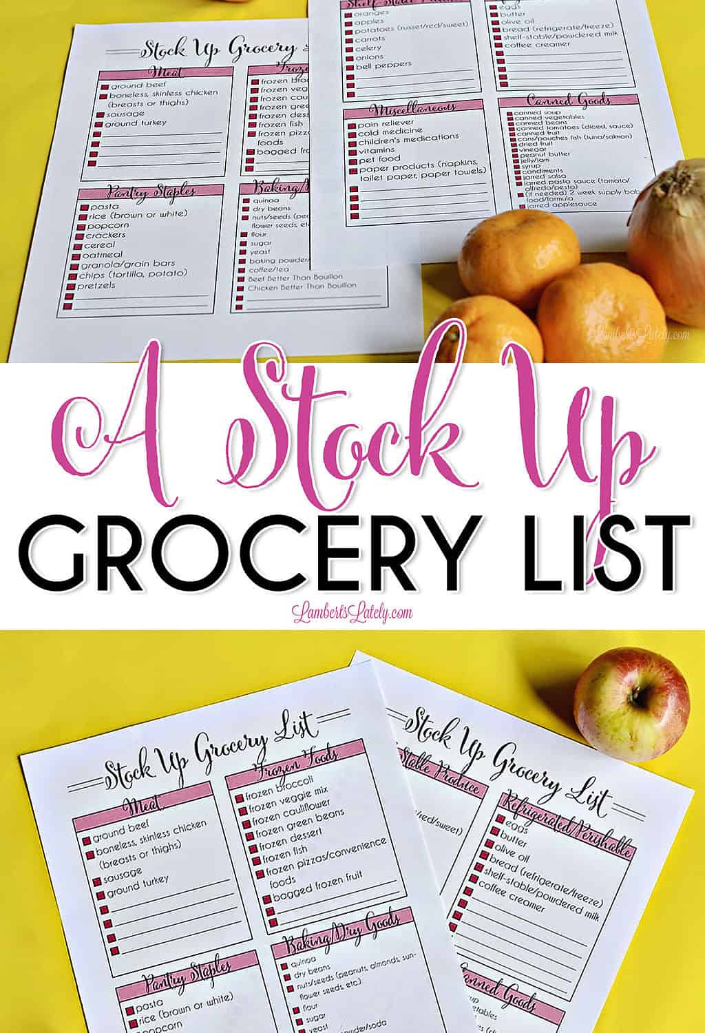 A stock up grocery list.