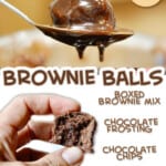 brownie balls collage, with ingredient list.