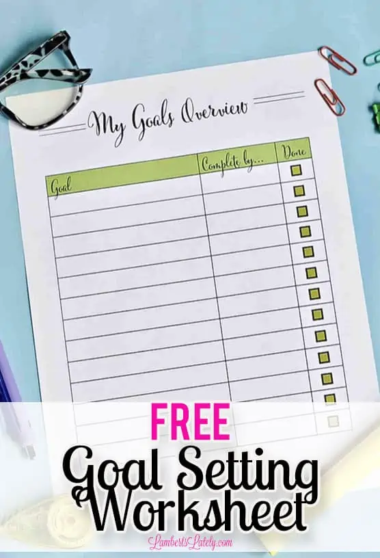 goal setting worksheet free printable