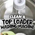 Cleaning a top loader washing machine with a cloth and cleaning agent.