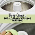 Close-up of washing machine drum and cleaning process.
