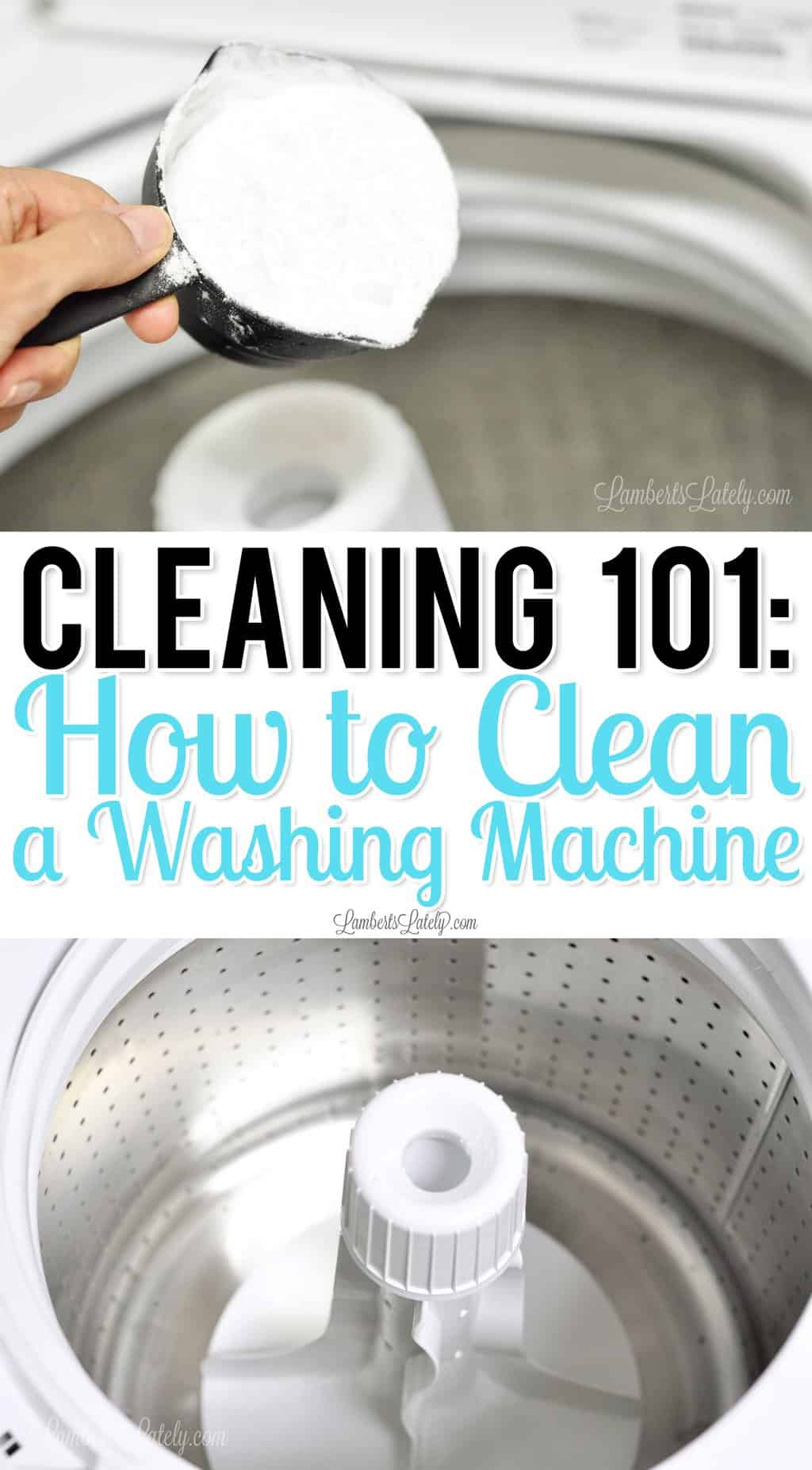 This tutorial uses non-toxic ingredients (like vinegar and baking soda) to naturally clean the drum of a top loader washing machine with ease! Great way to DIY the washer cleaning process.