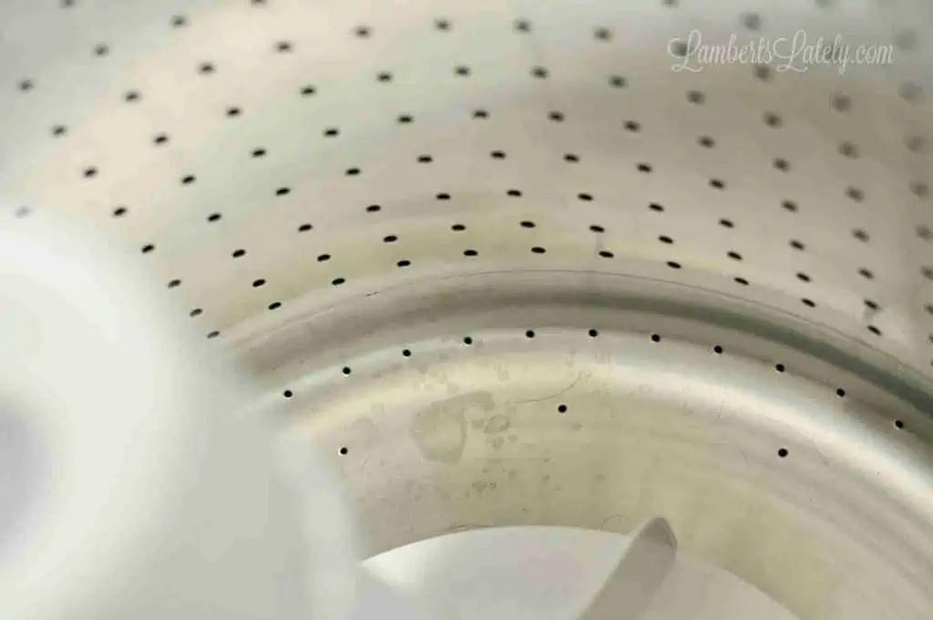 dirty inside drum of a washing machine.