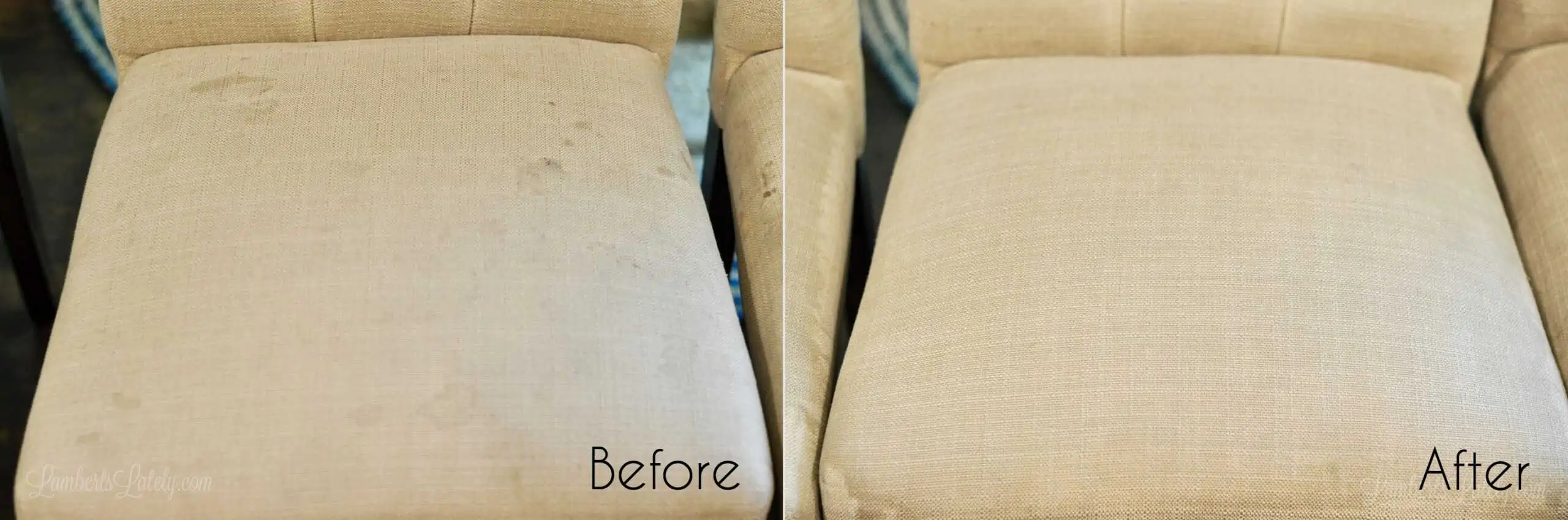 before and after of cleaning upholstered chairs.