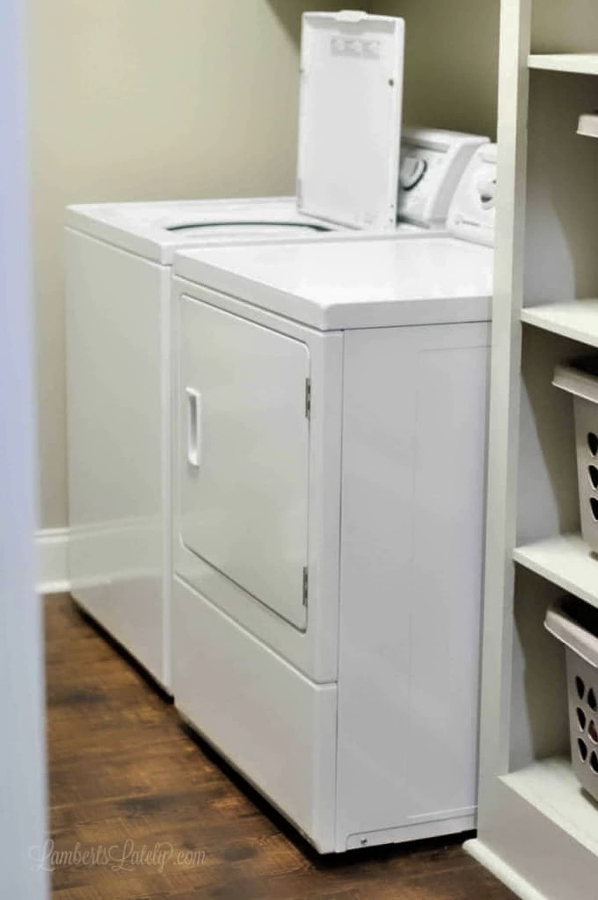 washer and dryer in a laundry room.