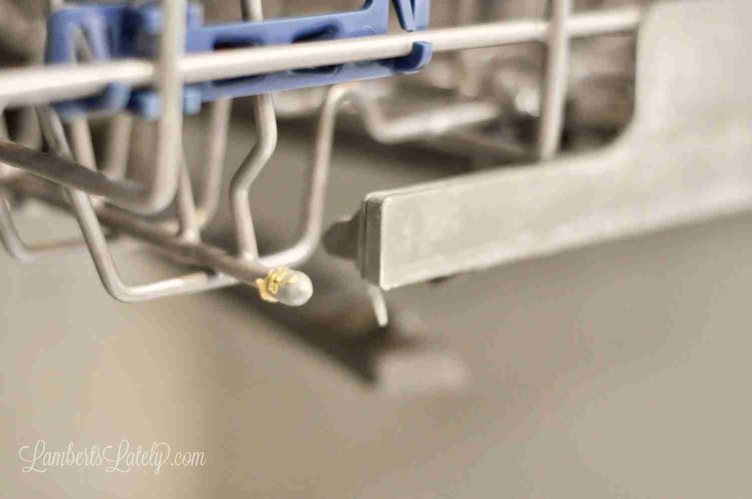 dirty edge of a dishwasher rack
