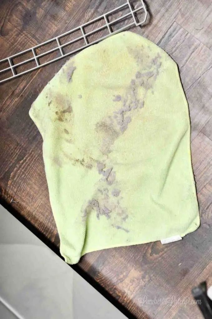 lint on a towel after cleaning dryer vent