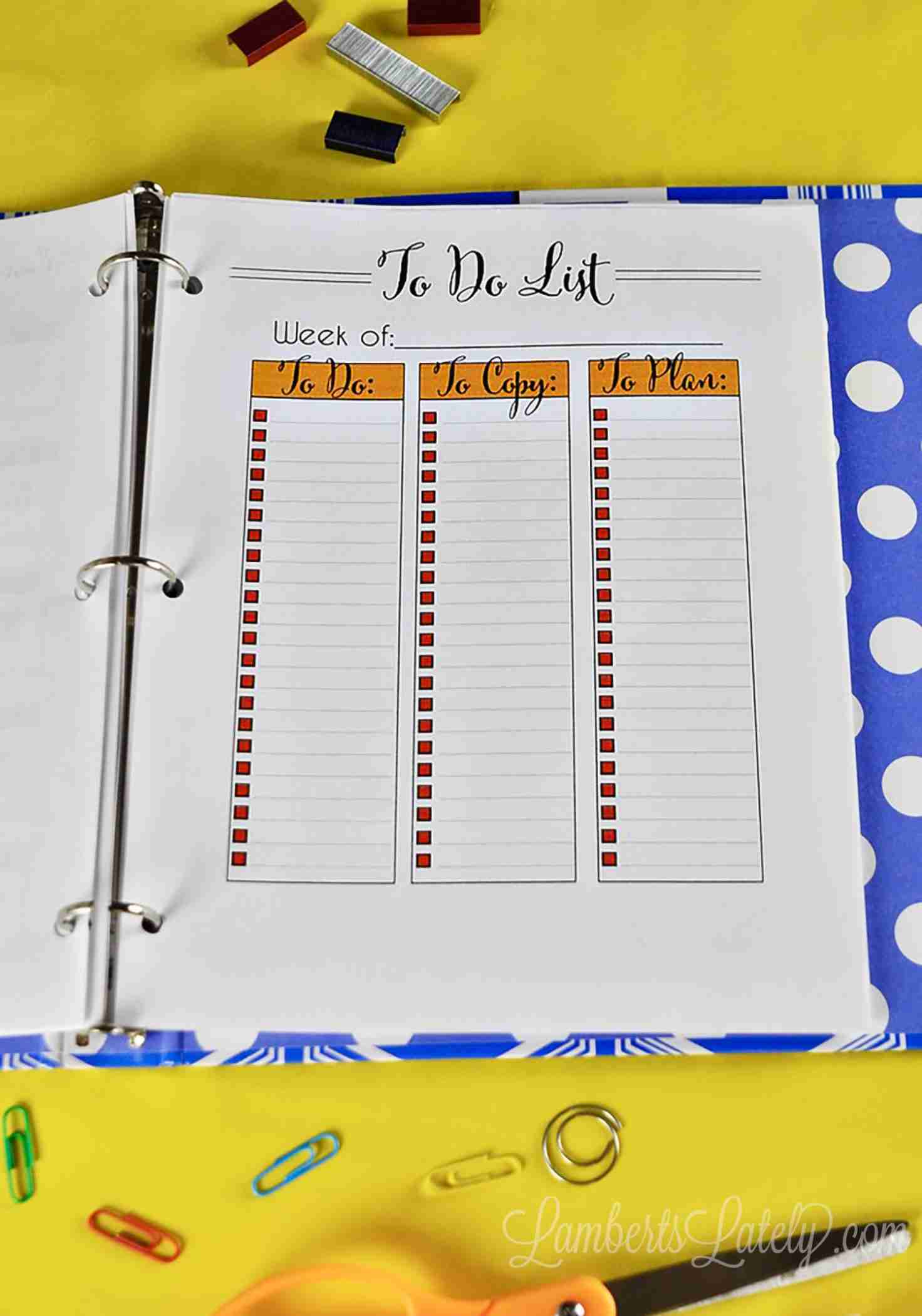 teacher to do list printable in a notebook.