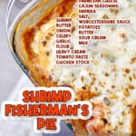 shrimp fisherman's pie, with list of ingredients.