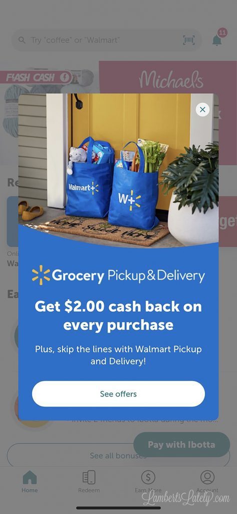 walmart grocery pickup & delivery offer ad.