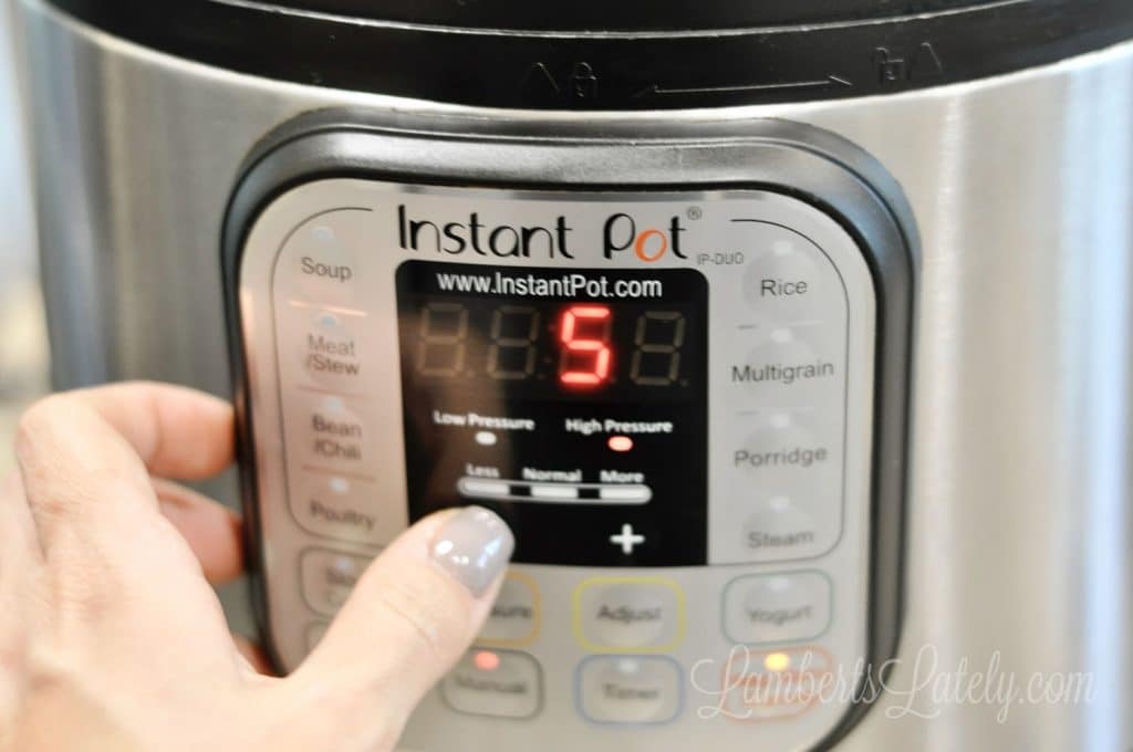 setting the instant pot for the 5-5-5 method